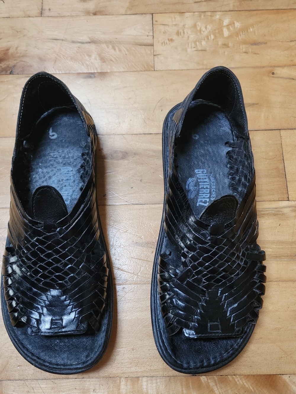 New Black Woven Leather Men's Sandals